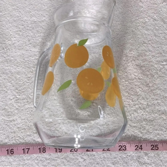 Vintage Kig Indonesia Oranges Print Glass Pitcher With  Handle - Picture 12 of 13